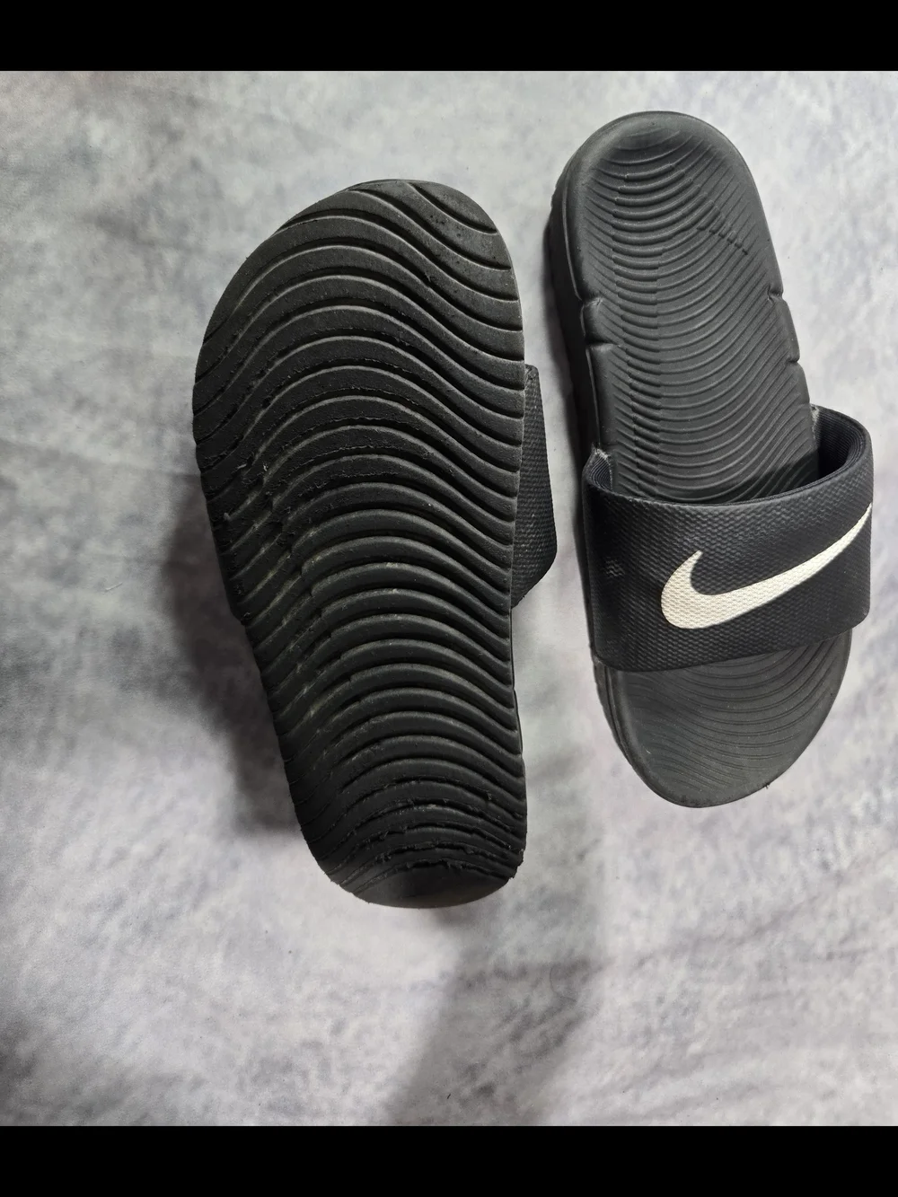 Nike Black Slide Sandals with White Swoosh